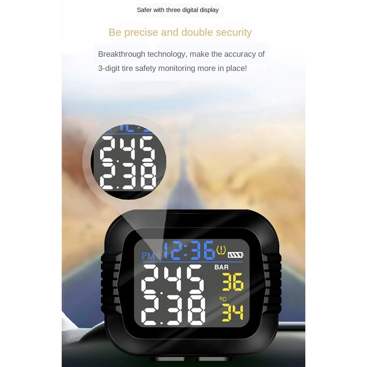 de Monitoreo de PresióN de NeumáTicos en Tiempo Real para Motocicletas a de Agua Pantalla LCD InaláMbrica Sensor Externo TPMS