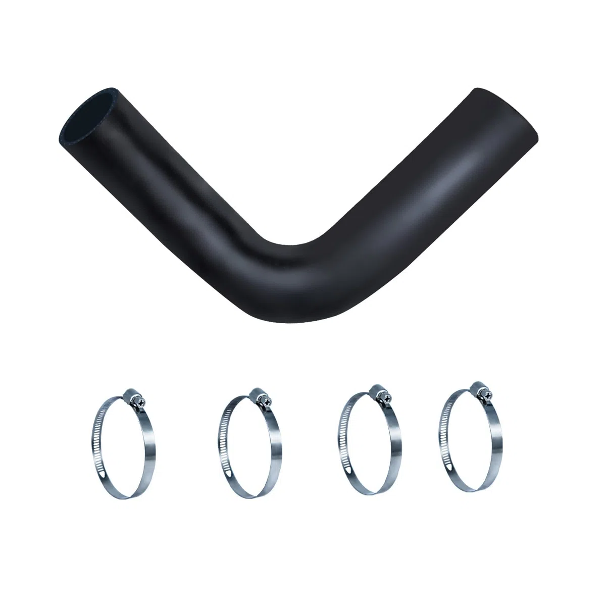Manguera de cuello de llenado de combustible de gasolina de 15 7/8 pulgadas x 90 grados con 4 abrazaderas de repuesto (1.5 pulgadas de diámetro interior x 90 grados)