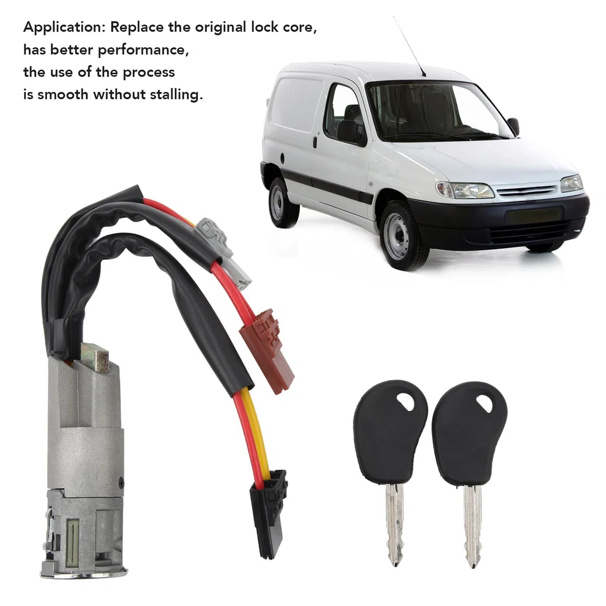 Qiilu Cerradura de Cilindro de Dirección de Encendido con Llaves 252521 Reemplazo para AX Berlingo Evasion Jumpy Saxo Xsara Reemplazo para Berlingo