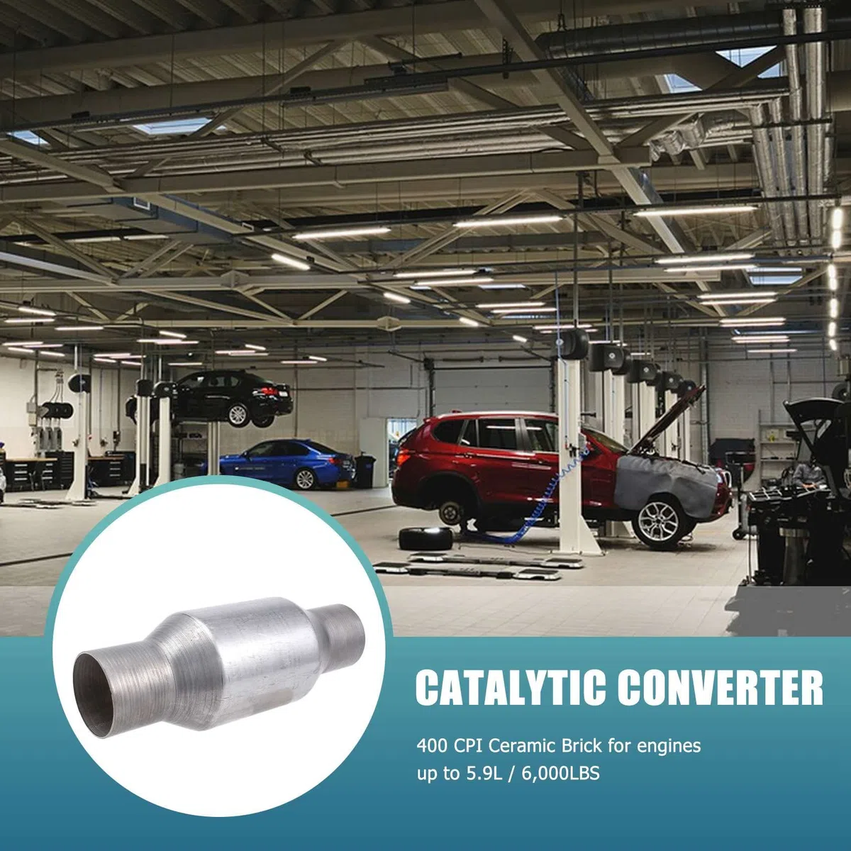 1 StüCk 2.5 Spun Catalizador Catalizador Catalítico Universal de Alto Flujo Acero Inoxidable 425250 Catalizador Catalítico de Escape