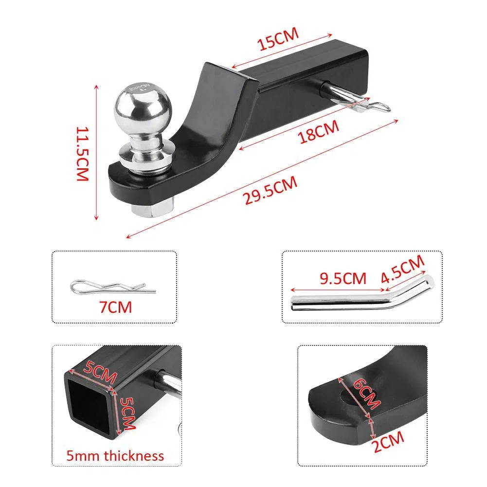 Receptor de Enganche de Lengüeta de Montaje de Bola con Bola Y Pasador de 2", Enganche de Remolque, Se Adapta a Receptor de 2", 6000 Libras para Barra de Remolque, Caravana, Camión, Barco