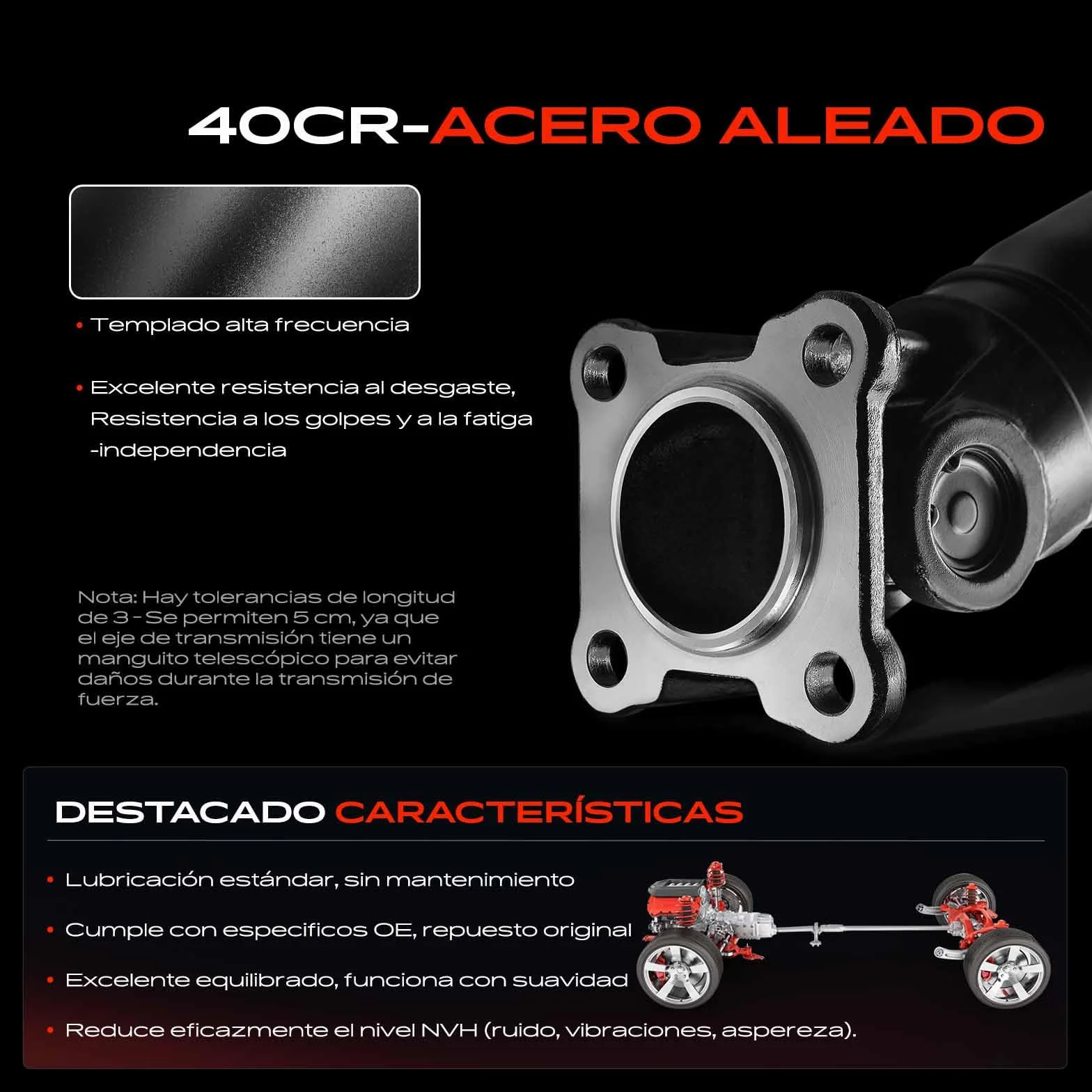 Frankberg Árbol cardán Árbol de transmisión Delantero Compatible con Discovery II L318 2.5 TD5 4x4 4.0 V8 4x4 1998-2004 Replace# 65-7050