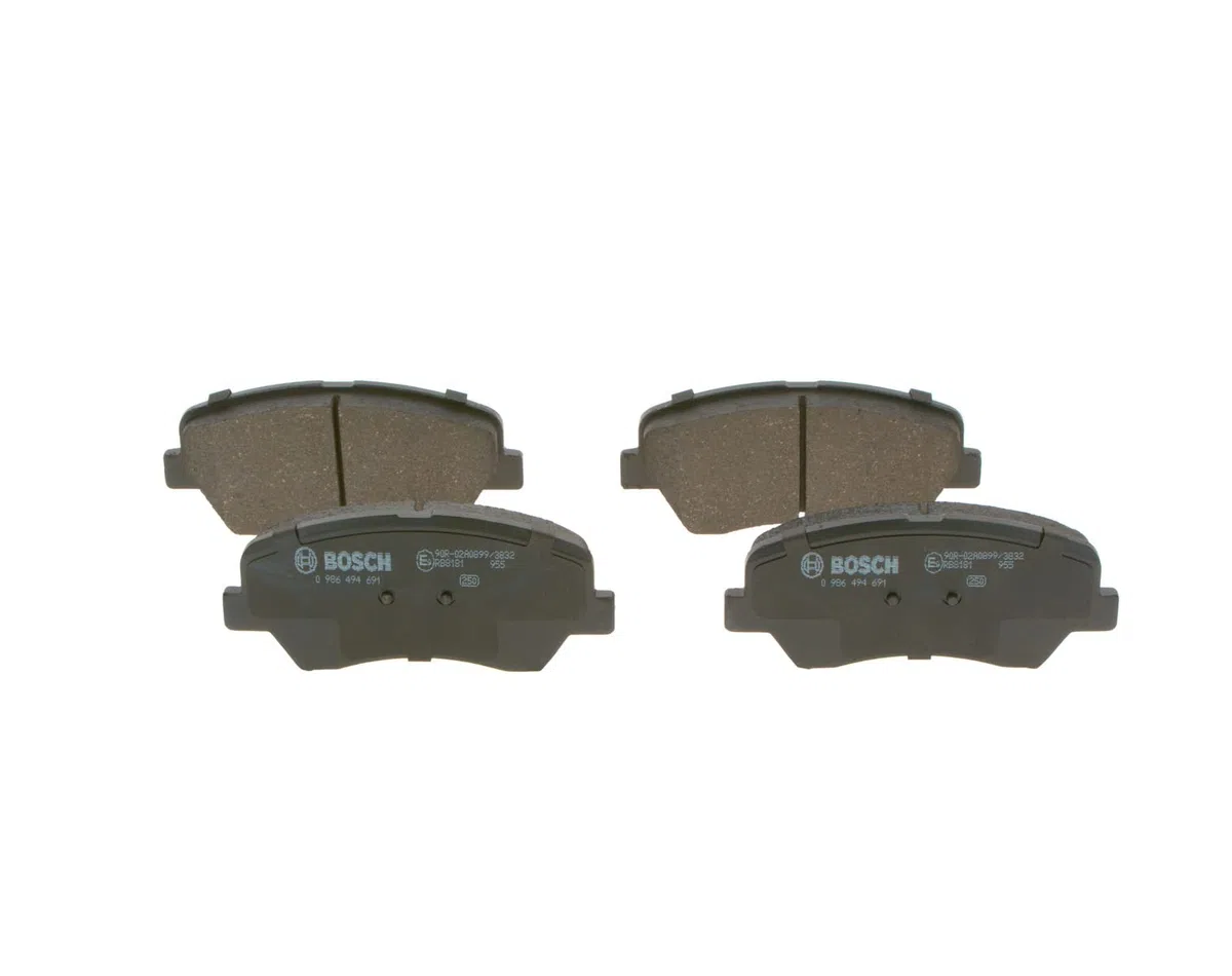 Bosch BP1686 - Pastiglie Freni Auto, Delantero - Calidad Bosch - Reducción de Ruido y Polvo - Certificación ECE-R90 - Sin Cobre - 1 Juego de 4 Pastillas
