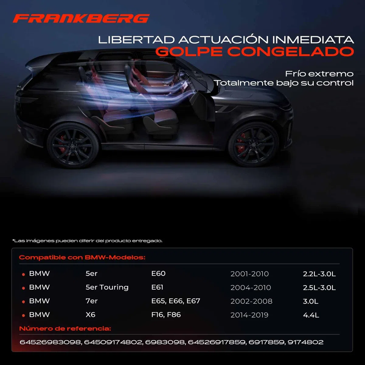 Frankberg Compresor de aire acondicionado con embrague Compatible con 5 Series E60 5 Series Touring E61 7 Series E65 E66 E67 X6 F16 F86 64526917859incl. aceite premezclado