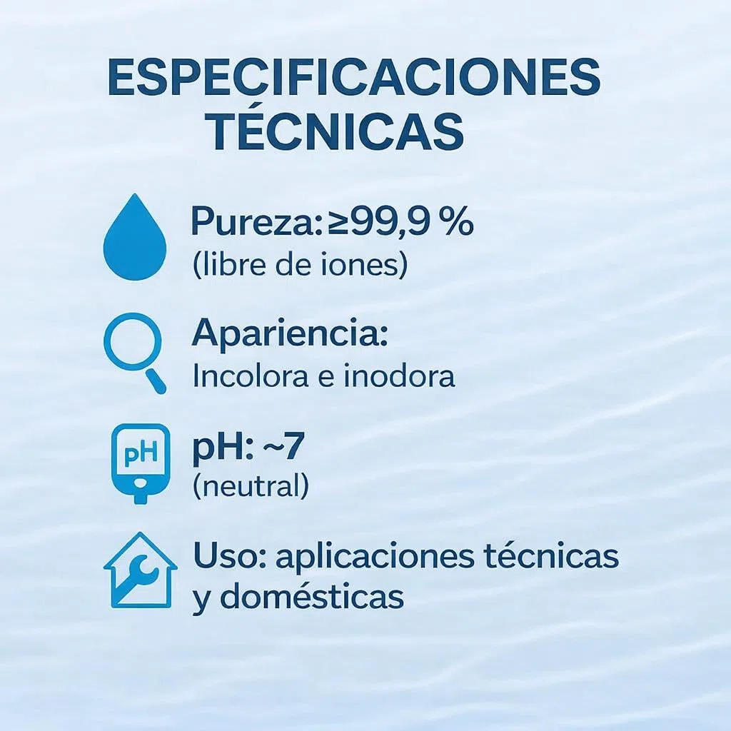 GiDeli Agua desmineralizada, 5 x 5 l, agua destilada para planchas, baterías, radiadores, humidificadores, acuarios y laboratorios, agua sin cal, inodoro, transparente