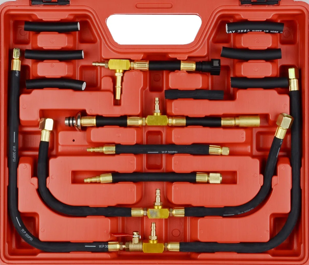 DAYUAN 0-140 PSI Probador de presión de gasolina Kit de herramientas de medidor de presión de inyección de combustible