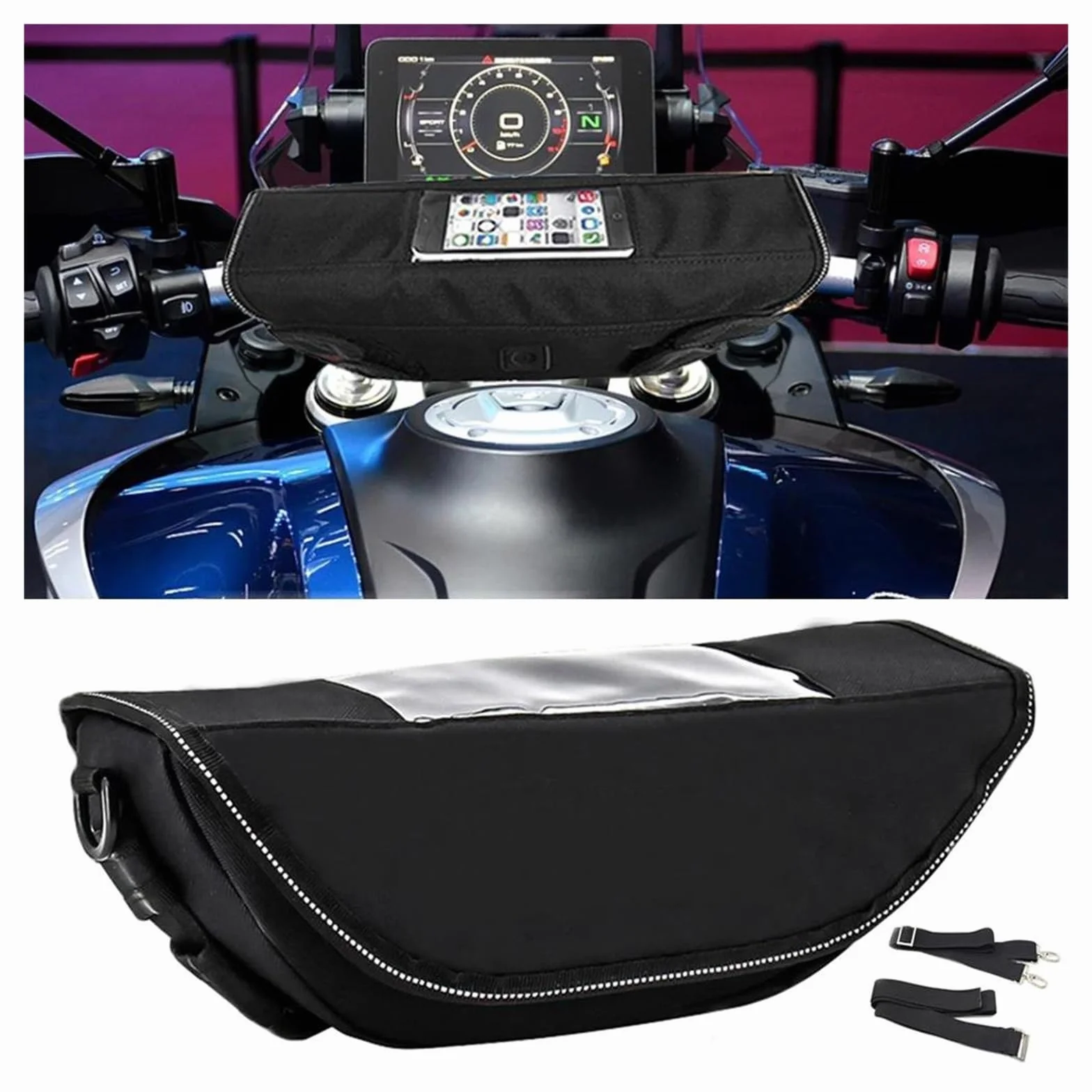 De Mano para Moto HO&NDA ADV350 Adv 350 - Bolsa De Almacenamiento De Manillar Impermeable y a Prueba De Polvo para Navegación (Black4)