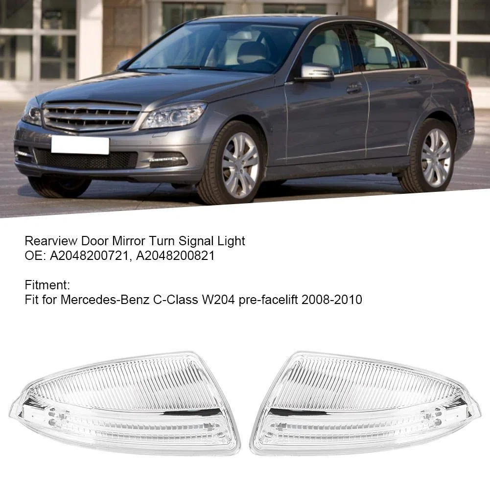 Aramox Luces LED de señalización para Espejos retrovisores A2048200721 compatibles con C Class W204 2008 2010 diseño Original fácil instalación y Ajuste sin modificaciones