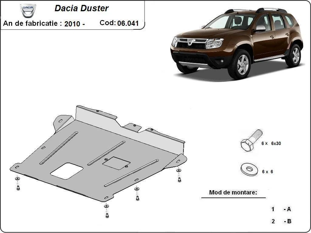 Protección metálica bajo el motor compatible con Dacia Duster - (2018-2025)