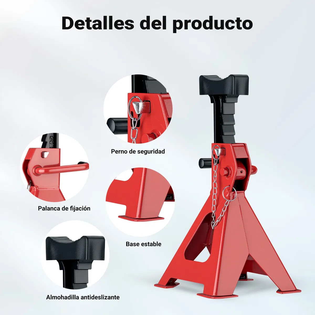 WilTec Set de 2 caballetes para Coches Altura Ajustable 41-58 cm hasta 6 toneladas Soportes de Gato Eje de Coche con Doble Bloqueo de Seguridad, Base Amplia Cubierta de Goma Antideslizante