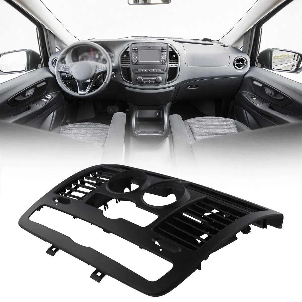 Panel de salida de ventilación de aire acondicionado para Mercedes Vito W636 W639 2004-2015, cubierta de ajuste del salpicadero, bisel de ventilación de control de clima, reemplazo de rejilla de