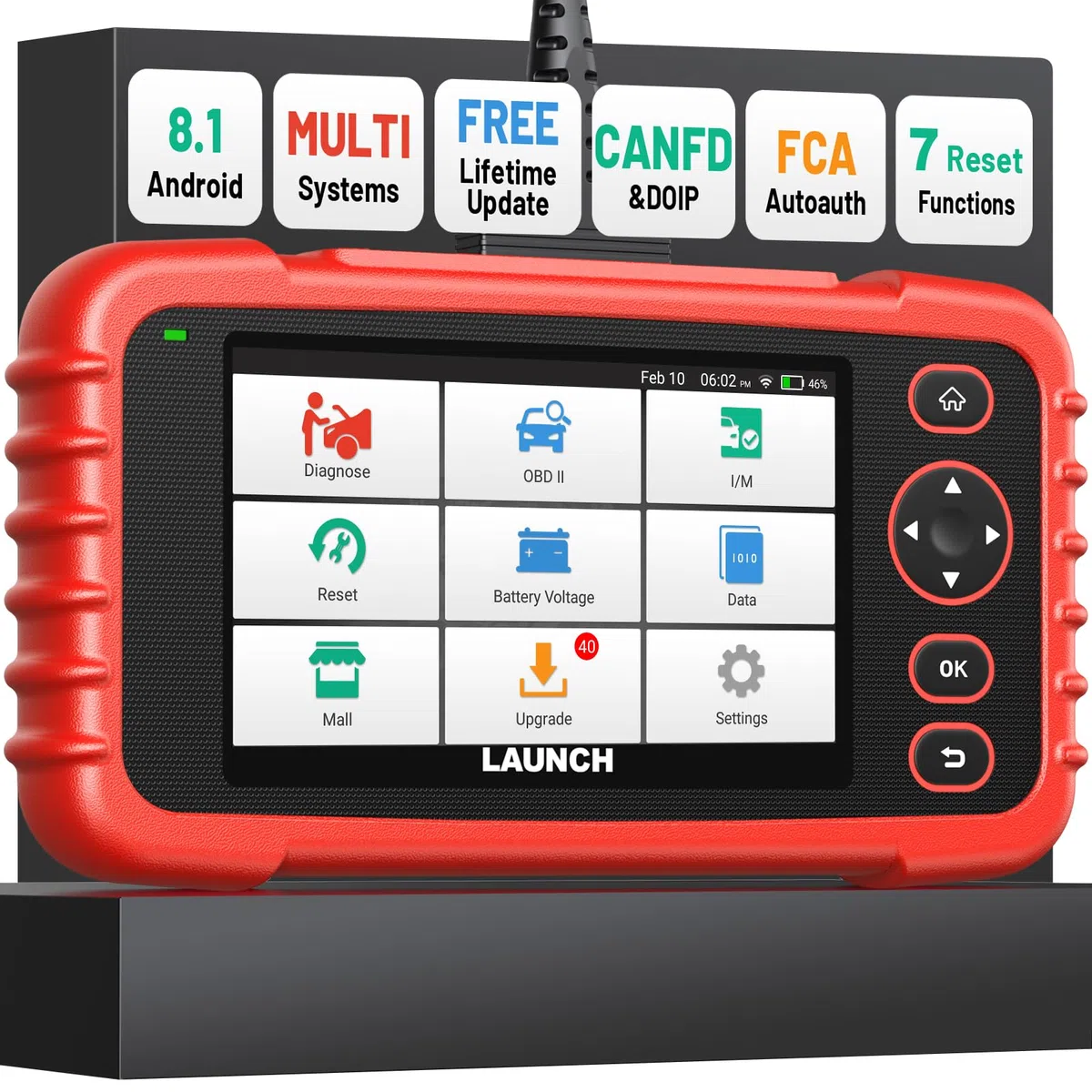 LAUNCH CRP123X V2.0 Obd2 Escáner, Diagnosis con 4 Sistemas y 7 Funciones, Motor Transmisión Abs Srs Airbag Autovin, Actualización por Wifi