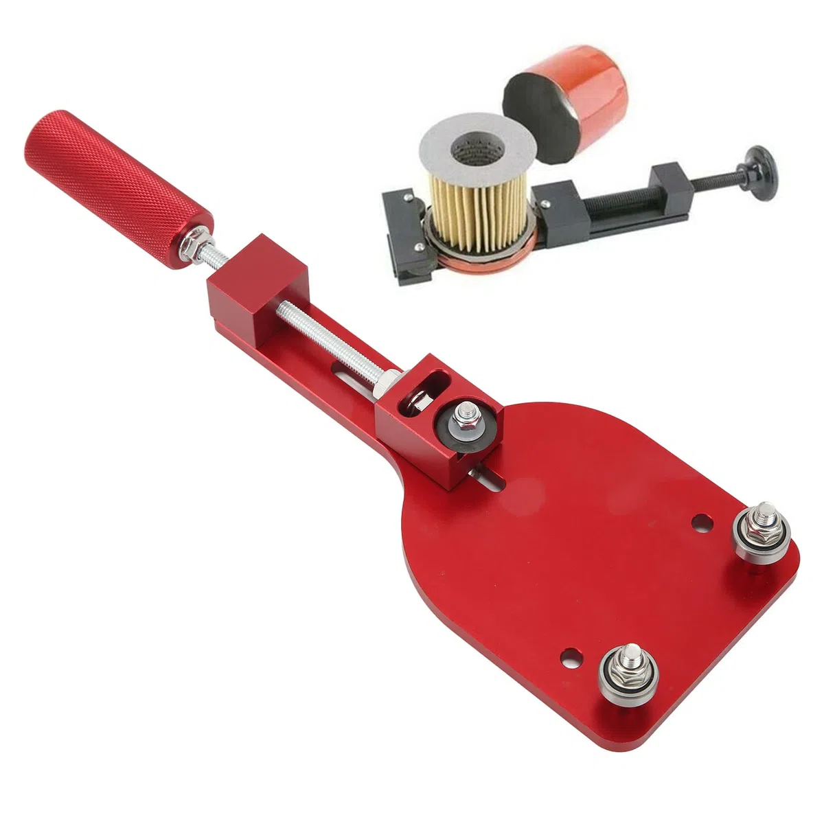 Cortador de Filtro de Aceite KIMISS, Aleación de Zinc de Alta Eficiencia 77750 Fácil de Operar para un Rango de Corte de Filtro de 2-3/8 a 5 Pulgadas (Rojo)