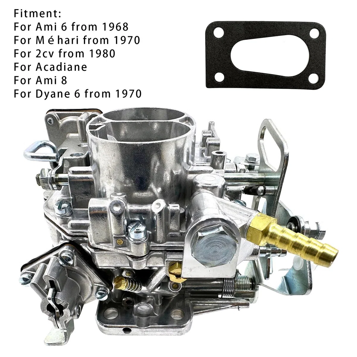 Carburador para Solex 26/35 CSIC 26/18 para Citroen 2CV6 Acadiane Dyane Ami 68 2CV Burton Mehari 602cc Carburador de dos etapas de repuesto directo con boquillas 26/18 mm y mariposa manual