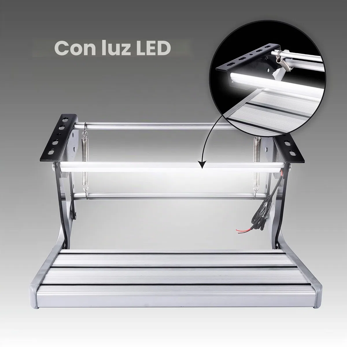 Pedal de Autocaravana Manual Plegable único Pasos con luz LED, Escalera, Pedal telescópico Antideslizante, para Autocaravana, Caravana