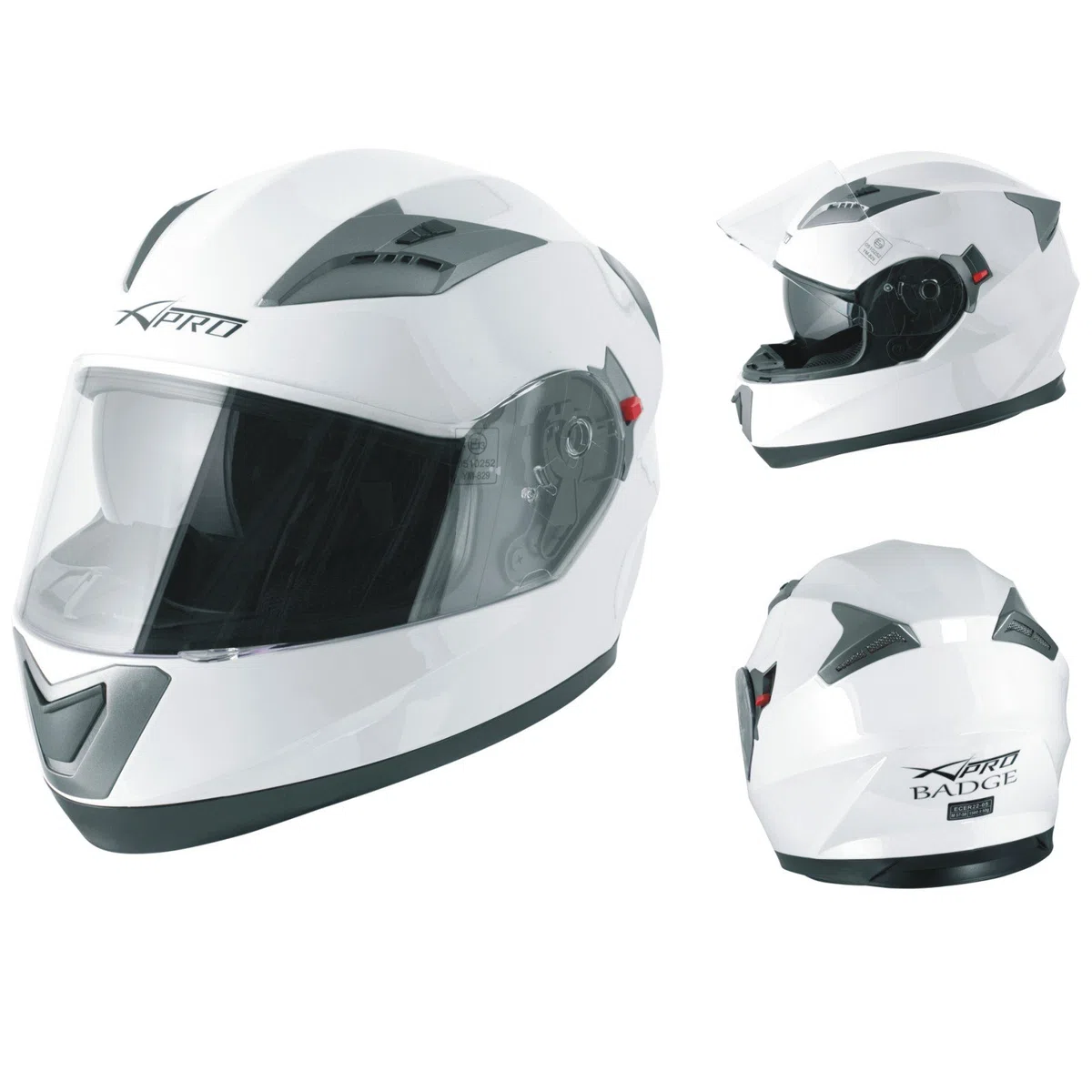Casco Integral Moto Scooter Visera Gafas retráctiles Touring Blanco M