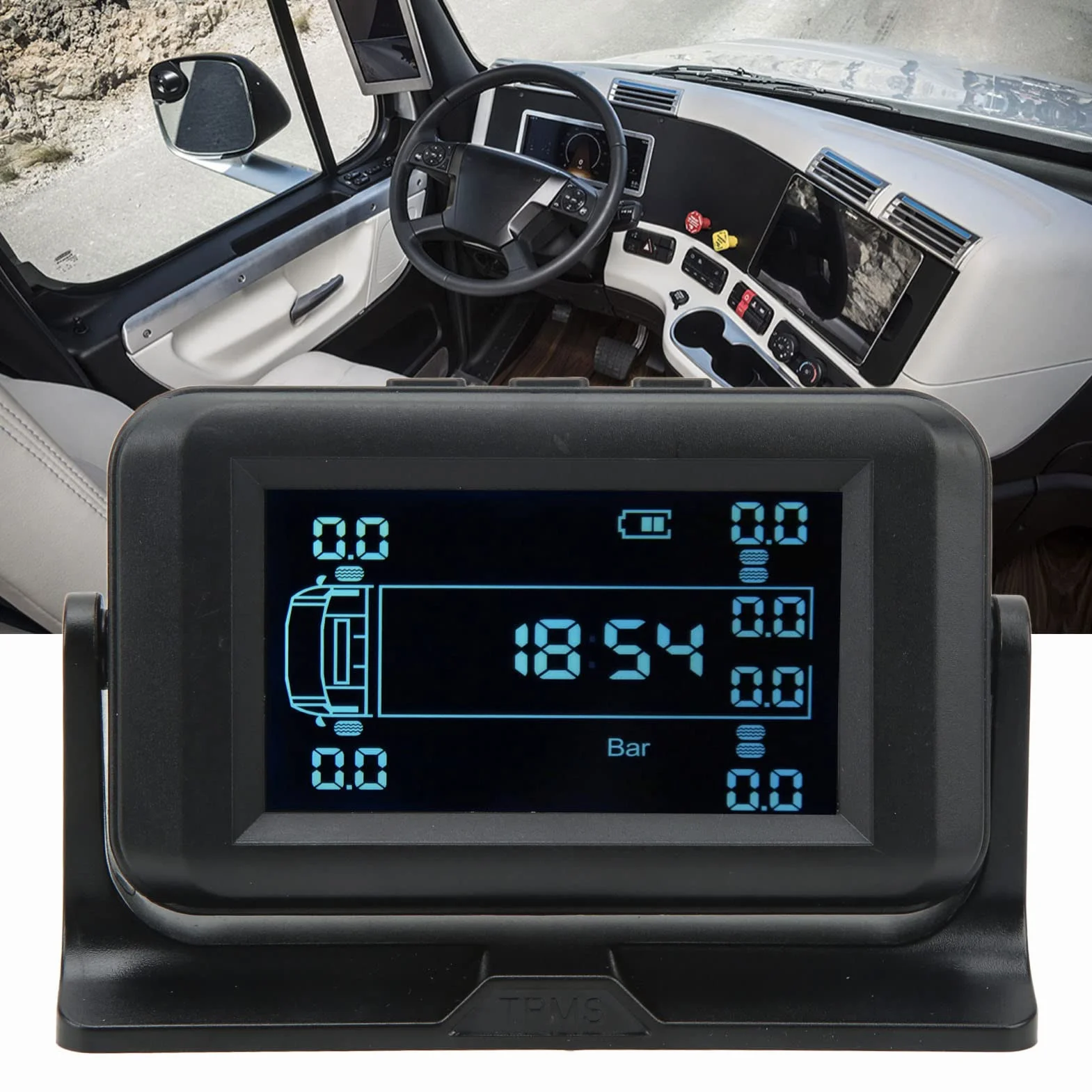 de Control de Presión de Neumáticos 6 Sensores Externos para Camión de 6 Ruedas RV Alarma de Alta Presión Baja IP67 Fuente de Alimentación Solar USB